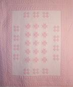 pink stars stippling feathers quilt